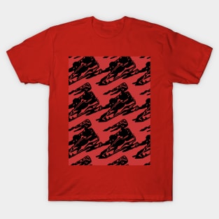 Black geometric elements on a red background, abstraction T-Shirt